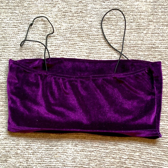 Nasty Gal Velvet Crop Top Purple Bandeau Fairy Goth 2 - Picture 3 of 3